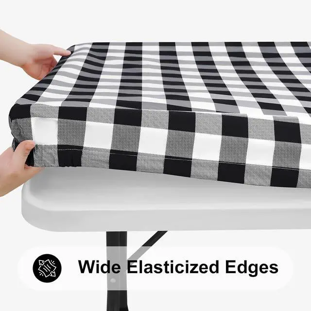 Alt view image 2 of 7 - 6 Foot Picnic Table Cloth, Flannel Backed Fitted Vinyl tablecloths