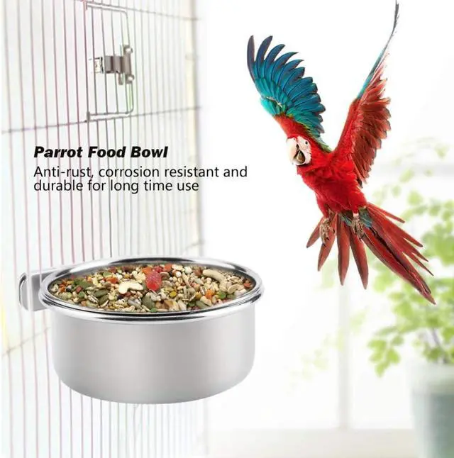 Alt view image 7 of 7 - Bird Feeding Dish Cups Parrot Food Bowl Clamp Holder Coop Cup, 2PCS Bird Cage Water Bowl for Parakeet African Greys Conure Cockatiels Lovebird Budgie Chinchilla