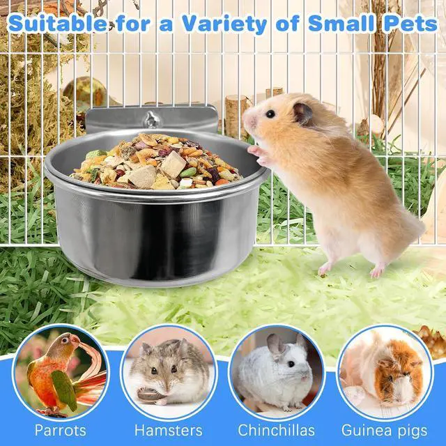 Alt view image 6 of 7 - Bird Feeding Dish Cups Parrot Food Bowl Clamp Holder Coop Cup, 2PCS Bird Cage Water Bowl for Parakeet African Greys Conure Cockatiels Lovebird Budgie Chinchilla