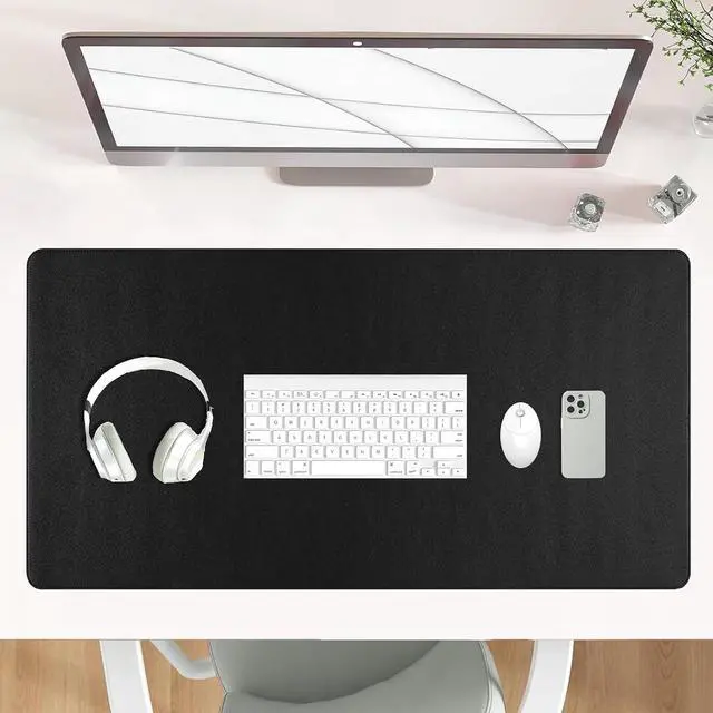 Main image of Black Leather Desk Pad Large Mouse Pad, 31.5"x15.7"