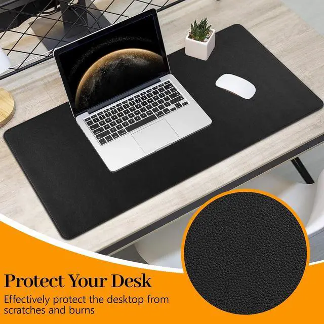 Alt view image 7 of 7 - Black Leather Desk Pad Large Mouse Pad, 31.5"x15.7"