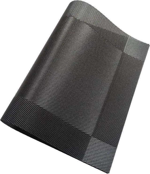 Alt view image 3 of 5 - Table Placemats Dining Table Place Mats Set of 4 Heat Resistant Insulation Non-Slip Vinyl for Kitchen Dining Room 18" * 12" Black