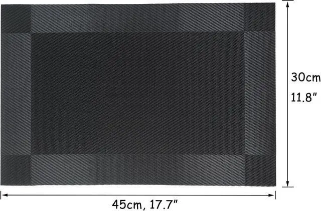 Alt view image 5 of 5 - Table Placemats Dining Table Place Mats Set of 4 Heat Resistant Insulation Non-Slip Vinyl for Kitchen Dining Room 18" * 12" Black
