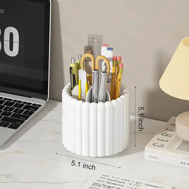 Alt view image 5 of 7 - Rotating Pen Holder for Desk Removable Pencil Cup, Small White