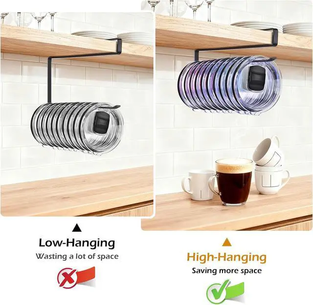 Alt view image 5 of 7 - LWGFIO 2 Pack Tumbler Lid Organizer, Under Cabinet Cup Lid Holder, Black