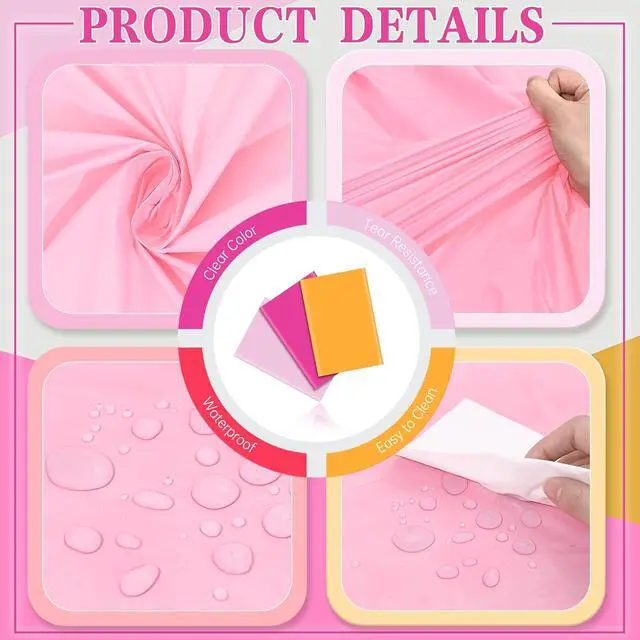 Alt view image 6 of 7 - 3 Pcs Pink and Orange Party Decorations Tablecloths Rectangular Plastic Table Cloth Disposable Table Cover Decor Waterproof Table Cover for Sunset Party Birthday Baby Shower(54x108 Inch)