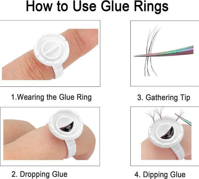 Alt view image 3 of 7 - Glue Rings for Eyelash Extension, 300 PCS Glue Rings Lash Extension Supplies Lash Rings for Glue, Disposable Glue Cups Eyelash Glue Holder Lash Extension Glue Rings, Lash Fan Blossom Glue Cups, White