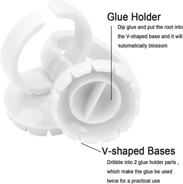 Alt view image 7 of 7 - Glue Rings for Eyelash Extension, 300 PCS Glue Rings Lash Extension Supplies Lash Rings for Glue, Disposable Glue Cups Eyelash Glue Holder Lash Extension Glue Rings, Lash Fan Blossom Glue Cups, White