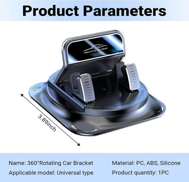 Alt view image 2 of 7 - Dashboard Mobile Phone Holder, 360 Degree Rotation Car Phone Holder, Non-Slip Navigation Phone Holder Rotating Car, Universal Suction Cup Fixed Navigation Bracket, for Most Cars (Black)