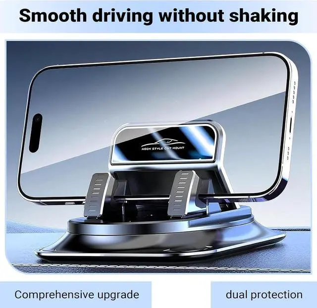 Alt view image 5 of 7 - Dashboard Mobile Phone Holder, 360 Degree Rotation Car Phone Holder, Non-Slip Navigation Phone Holder Rotating Car, Universal Suction Cup Fixed Navigation Bracket, for Most Cars (Black)