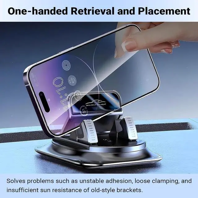 Alt view image 6 of 7 - Dashboard Mobile Phone Holder, 360 Degree Rotation Car Phone Holder, Non-Slip Navigation Phone Holder Rotating Car, Universal Suction Cup Fixed Navigation Bracket, for Most Cars (Black)