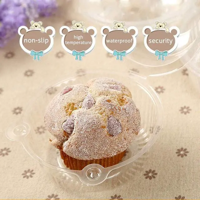 Alt view image 4 of 7 - Cupcake Holders Individual,50 PC Cupcake Containers Disposable Clear Plastic Single Muffin Dome Holders Cases Individual Cupcake Boxes Bulk (white, 50 pcs)