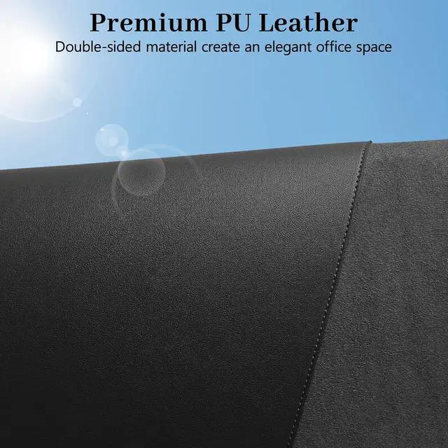 Alt view image 3 of 7 - Black Leather Desk Pad Large Mouse Pad, 31.5"x15.7"