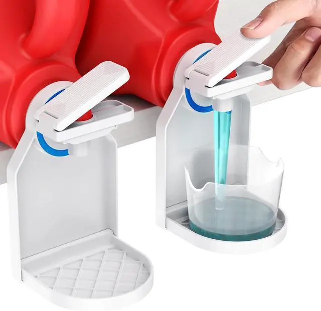 Main image of 2 Pack Laundry Detergent Dispenser Cup Holder, Nozzle button upgradeEasily No More runny or Messy Laundry Detergent, Laundry Cup Holder and drip Tray Room Organization and Storage