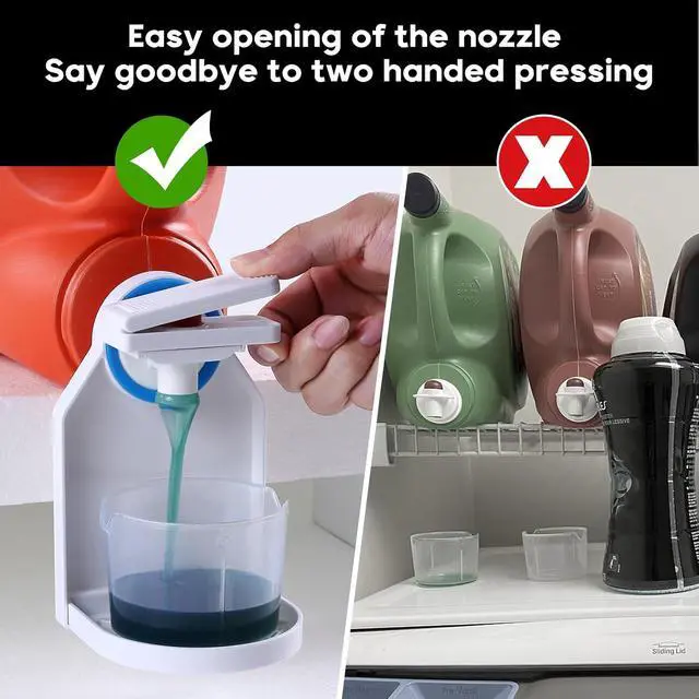 Alt view image 3 of 6 - 2 Pack Laundry Detergent Dispenser Cup Holder, Nozzle button upgradeEasily No More runny or Messy Laundry Detergent, Laundry Cup Holder and drip Tray Room Organization and Storage