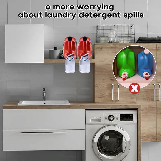 Alt view image 4 of 6 - 2 Pack Laundry Detergent Dispenser Cup Holder, Nozzle button upgradeEasily No More runny or Messy Laundry Detergent, Laundry Cup Holder and drip Tray Room Organization and Storage