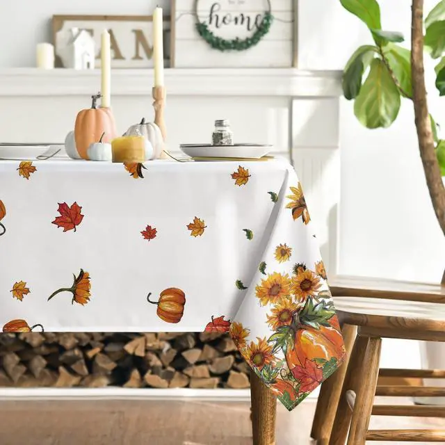 Alt view image 3 of 6 - Fall Tablecloth 60 x 84 Inch Rectangular Scarecrow Pumpkin
