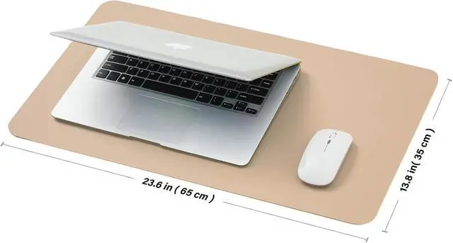 Alt view image 2 of 7 - Leather Desk Mat - Small Non-Slip PU Desk Pad for Office and Home - Desk Organization and Accessories - Ideal for Large Mouse Pad and Small Desk Mats on Top of Desks (Apricot,23.6"x 13.8")