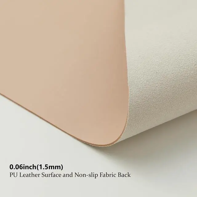 Alt view image 3 of 7 - Leather Desk Mat - Small Non-Slip PU Desk Pad for Office and Home - Desk Organization and Accessories - Ideal for Large Mouse Pad and Small Desk Mats on Top of Desks (Apricot,23.6"x 13.8")
