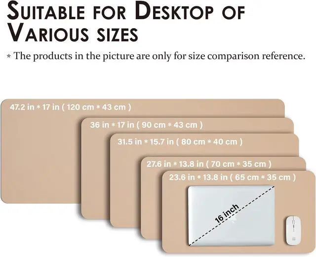 Alt view image 5 of 7 - Leather Desk Mat - Small Non-Slip PU Desk Pad for Office and Home - Desk Organization and Accessories - Ideal for Large Mouse Pad and Small Desk Mats on Top of Desks (Apricot,23.6"x 13.8")