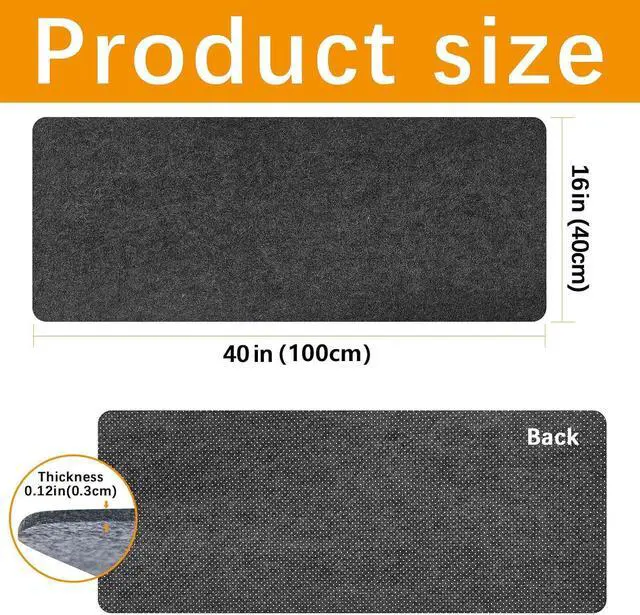 Alt view image 2 of 6 - Large Felt Desk mat, 40''x16'' with Non-Slip Full Desk Mouse Pad,Office Computer Desk for Keyboard Mat,Felt Desk Mat for Desk Pad Protector100x40cm