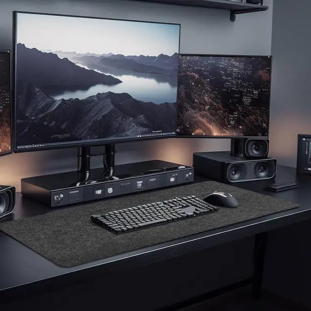 Alt view image 3 of 6 - Large Felt Desk mat, 40''x16'' with Non-Slip Full Desk Mouse Pad,Office Computer Desk for Keyboard Mat,Felt Desk Mat for Desk Pad Protector100x40cm