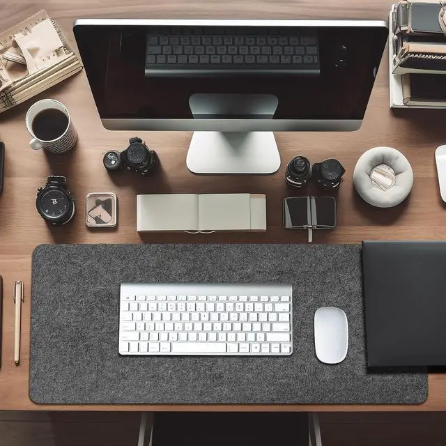 Alt view image 5 of 6 - Large Felt Desk mat, 40''x16'' with Non-Slip Full Desk Mouse Pad,Office Computer Desk for Keyboard Mat,Felt Desk Mat for Desk Pad Protector100x40cm