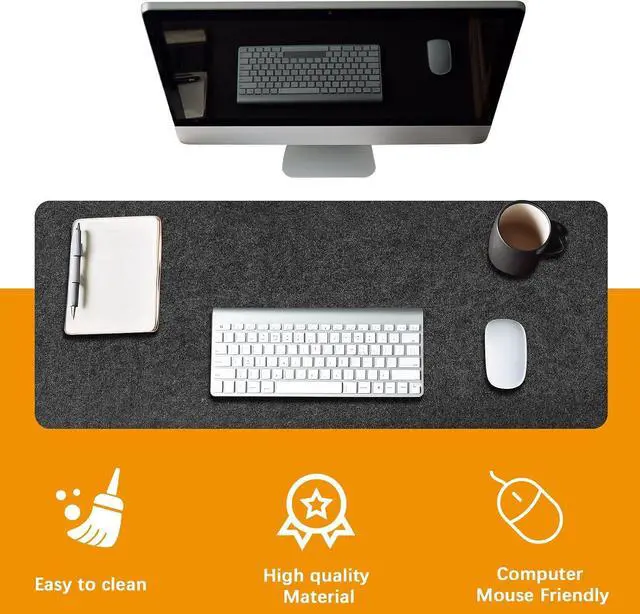 Alt view image 6 of 6 - Large Felt Desk mat, 40''x16'' with Non-Slip Full Desk Mouse Pad,Office Computer Desk for Keyboard Mat,Felt Desk Mat for Desk Pad Protector100x40cm
