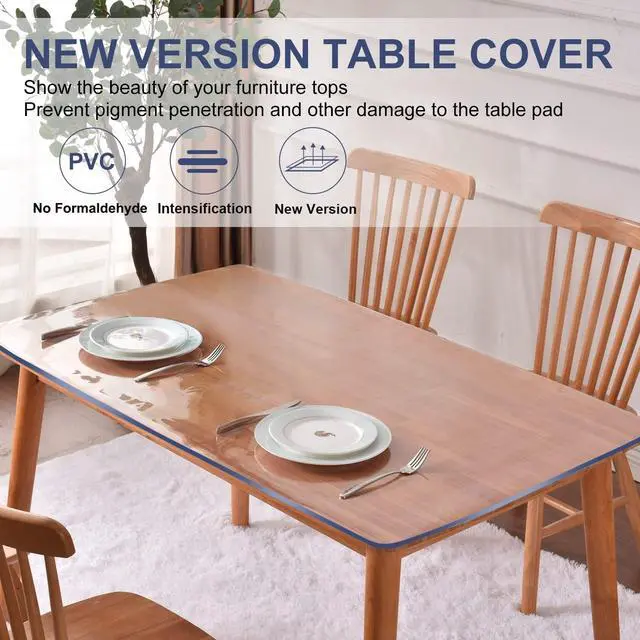 Alt view image 5 of 7 - 14x24 Inch Clear Table Protector Plastic PVC Desk Protector Tablecloth Cover Table Pad Mat Wood Furniture Dining Tabletop Protection Waterproof Rectangular Non-Slip Desk Mat