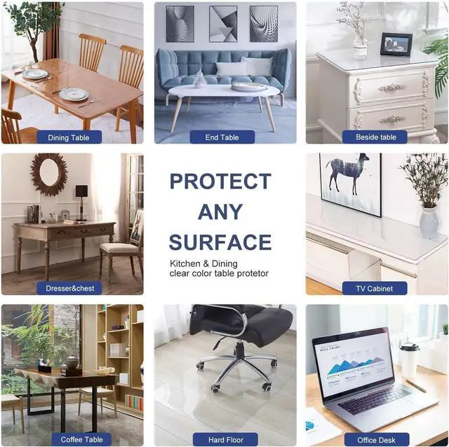 Alt view image 6 of 7 - 14x24 Inch Clear Table Protector Plastic PVC Desk Protector Tablecloth Cover Table Pad Mat Wood Furniture Dining Tabletop Protection Waterproof Rectangular Non-Slip Desk Mat