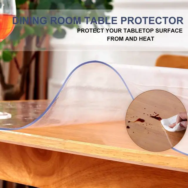 Alt view image 7 of 7 - 14x24 Inch Clear Table Protector Plastic PVC Desk Protector Tablecloth Cover Table Pad Mat Wood Furniture Dining Tabletop Protection Waterproof Rectangular Non-Slip Desk Mat