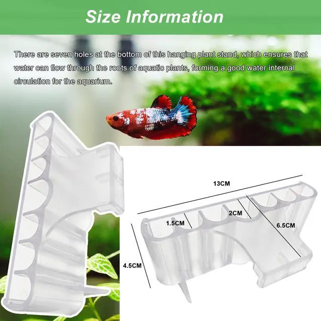 Alt view image 6 of 6 - 2PC 7 Holes Upgraded Aquarium Plant Holder, Aquatic Plants Cup for Tank, Fish Tank Plant Holder with Long Hook, Aquarium Feeder for Aquascape Decorations on Top of Tank (Transparent-2PC)