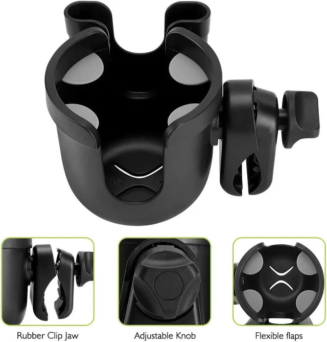 Alt view image 3 of 7 - Wheelchair Cup Holder and Hook, 2-in-1 Walker Cup Holder Attachment, Universal Drinks Holder for Stroller, Scooter, Rollator, Walker, Wheelchair Accessory