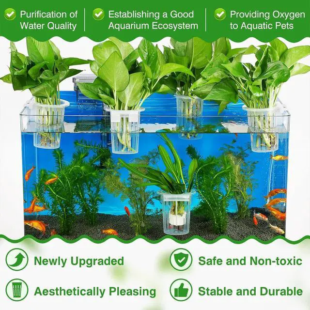Alt view image 4 of 7 - New Upgraded Large Aquarium Plant Holder with 1.57-inch Extension Hooks and Suction Cups for Fish Tank Aquaponic Plant Cultivation and Aquascape Accessories Decorations (2 Pack) Transparent
