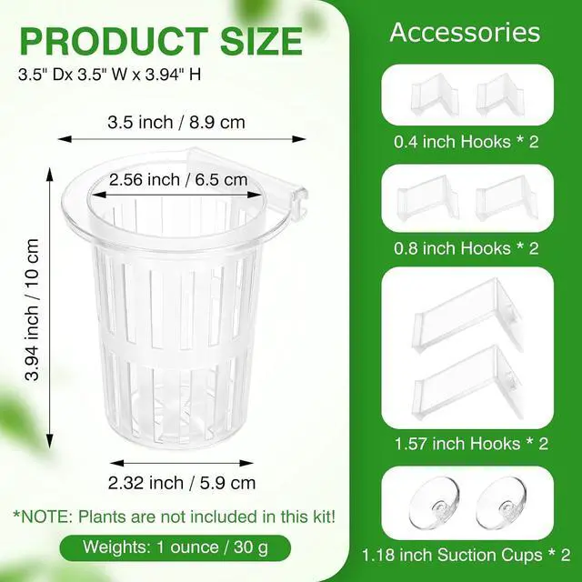 Alt view image 6 of 7 - New Upgraded Large Aquarium Plant Holder with 1.57-inch Extension Hooks and Suction Cups for Fish Tank Aquaponic Plant Cultivation and Aquascape Accessories Decorations (2 Pack) Transparent