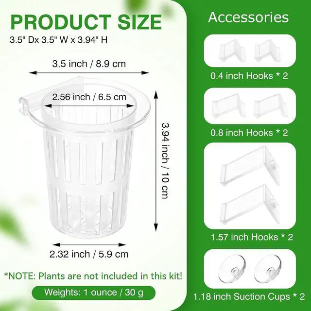 Alt view image 5 of 7 - New Upgraded Large Aquarium Plant Holder with 1.57-inch Extension Hooks and Suction Cups for Fish Tank Aquaponic Plant Cultivation and Aquascape Accessories Decorations (2 Pack) Transparent