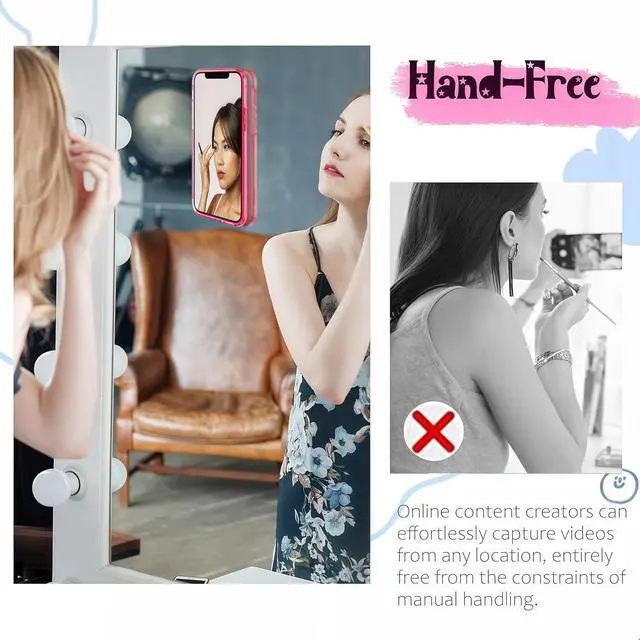 Alt view image 5 of 7 - Anteel Silicone Suction Phone Case Mount, Silicon Adhesive Phone Accessory for Smartphones, Hands-Free Mirror Shower Phone Holder for Selfies, Tiktok Videos (Translucent)