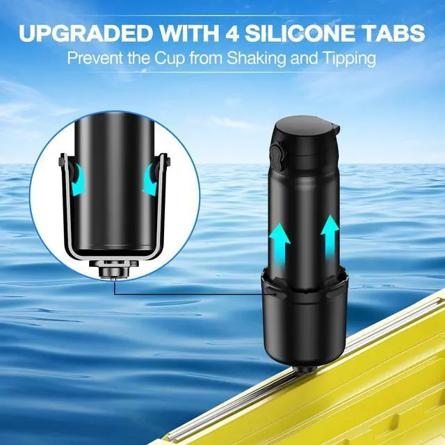 Alt view image 3 of 6 - Kayak Cup Holder with Rubber Tab, Multifunctional Kayak Water Bottle Holder Drink Holder, Phone Holder, Fishing Tool, Kayak Track Mount Install, Kayak Accessories for Fishing
