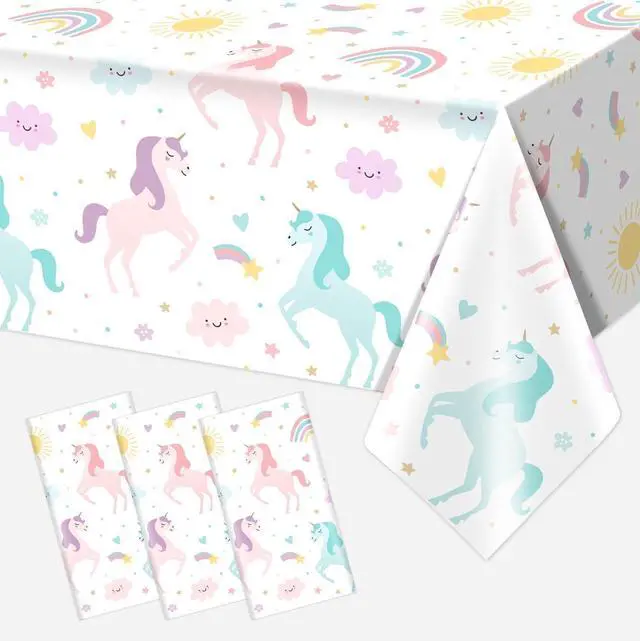 Main image of Unicorn Birthday Disposable Tablecloths for Girls, 3pcs