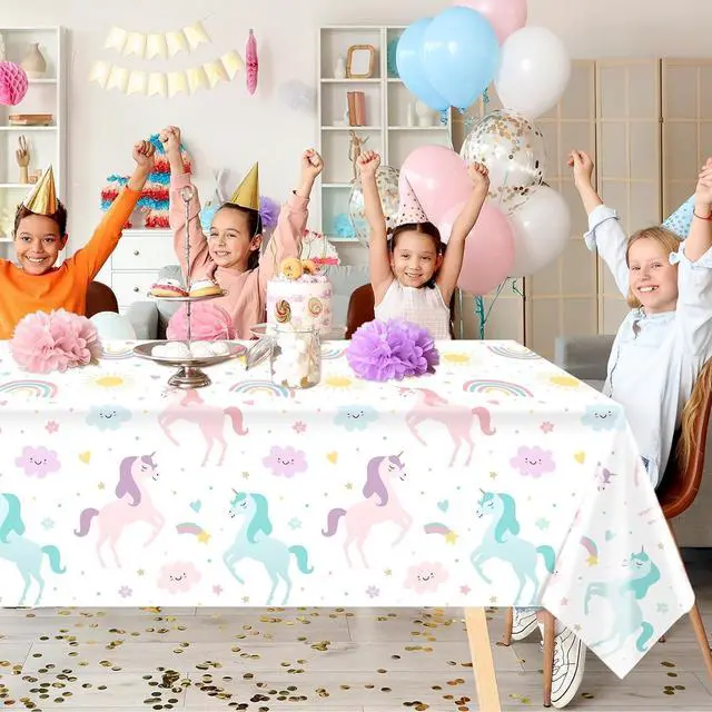 Alt view image 5 of 6 - Unicorn Birthday Disposable Tablecloths for Girls, 3pcs
