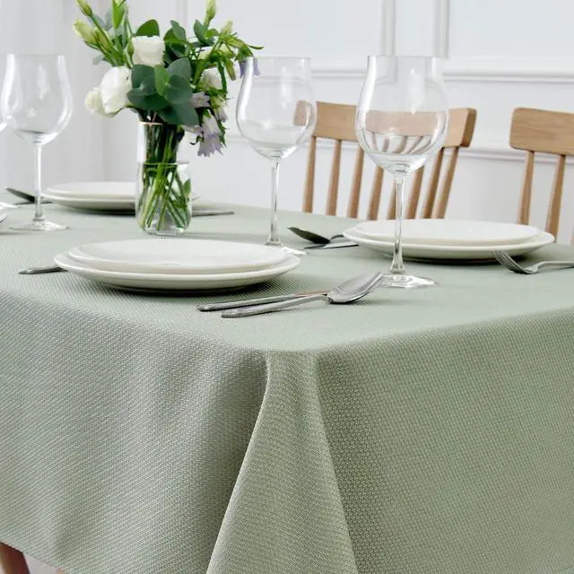 Alt view image 2 of 7 - Rectangle Textured Tablecloth Waterproof Spillproof Wrinkle Free Table Cloth, Kitchen Dining Tabletop Decoration, Fabric Table Cover for Outdoor and Indoor Use, 52 x 70 Inch, Sage Green