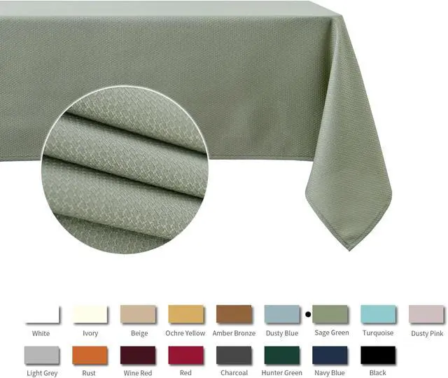 Alt view image 3 of 7 - Rectangle Textured Tablecloth Waterproof Spillproof Wrinkle Free Table Cloth, Kitchen Dining Tabletop Decoration, Fabric Table Cover for Outdoor and Indoor Use, 52 x 70 Inch, Sage Green