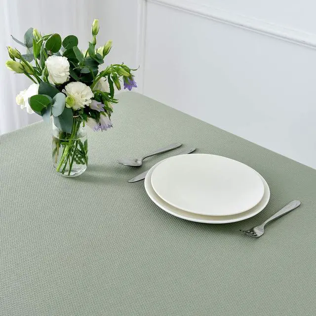 Alt view image 4 of 7 - Rectangle Textured Tablecloth Waterproof Spillproof Wrinkle Free Table Cloth, Kitchen Dining Tabletop Decoration, Fabric Table Cover for Outdoor and Indoor Use, 52 x 70 Inch, Sage Green