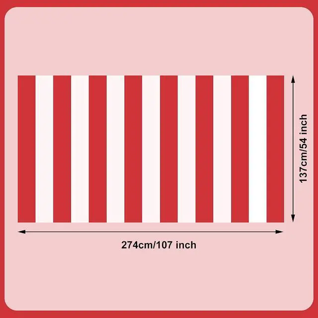 Alt view image 2 of 7 - 2 Pieces Red and White Striped Tablecloth Plastic Stripe Table Cover Carnival Circus Tablecloths Waterproof Rectangle Tablecloth for Holiday Party Picnic Decoration, 54" x 107"