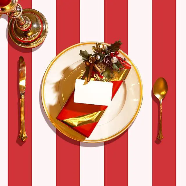 Alt view image 7 of 7 - 2 Pieces Red and White Striped Tablecloth Plastic Stripe Table Cover Carnival Circus Tablecloths Waterproof Rectangle Tablecloth for Holiday Party Picnic Decoration, 54" x 107"