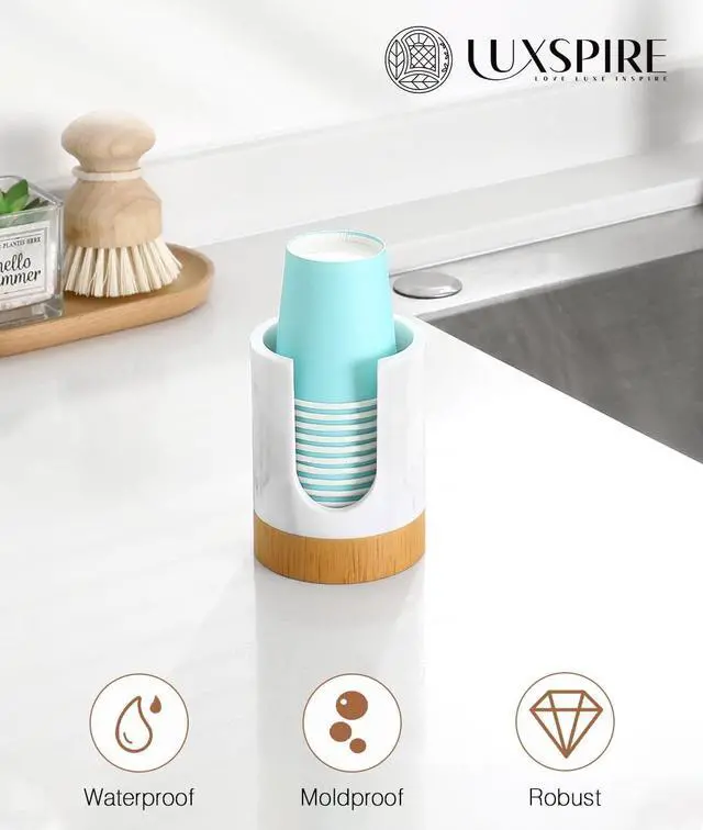 Alt view image 2 of 7 - Bathroom Cup Dispenser, 3oz Dixie Cup Dispenser, Gravel White
