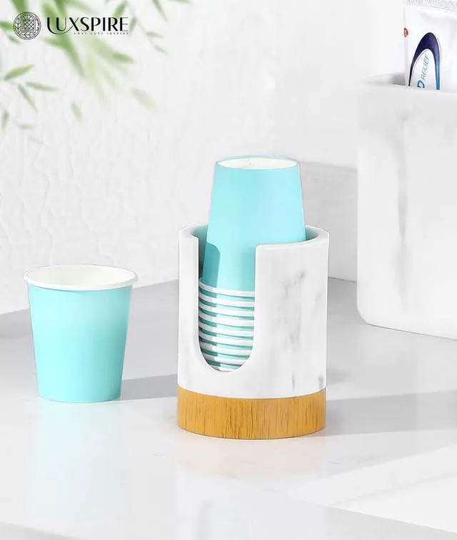 Alt view image 6 of 7 - Bathroom Cup Dispenser, 3oz Dixie Cup Dispenser, Gravel White