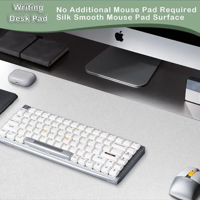 Alt view image 5 of 7 - Leather Desk Pad Protector,Non-Slip Mouse Pad,Laptop Desk Pad,Office Mouse Mat,Waterproof Leather Desk Blotter,Desk Writing Pad for Office and Home (S-Silver,24"x 14")