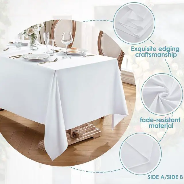 Alt view image 3 of 6 - Everyday Series Rectangle Tablecloth 60" x 102" 1 Pack White