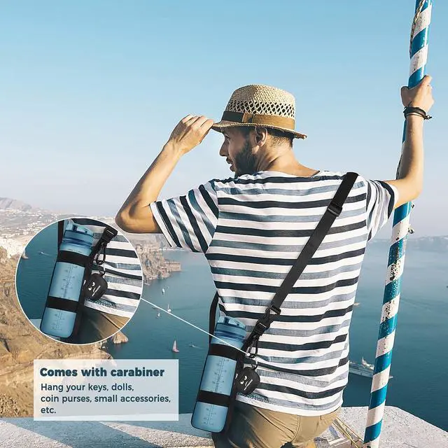 Alt view image 5 of 7 - Water Bottle Holder Strap Sling, for Owala FreeSip 24 32 40 oz, Hydro Flask, Cirkul, Yeti, Stanley Flip, Universal Water Bottles, with Carabiner, for Walking Curise Travel (Bottle Excluded)